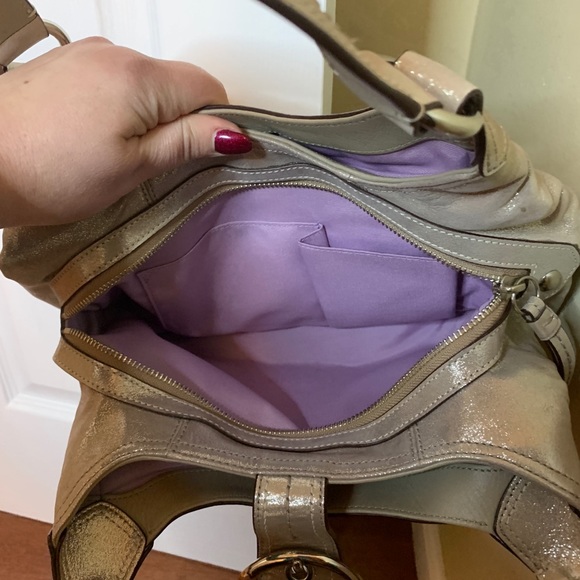 Coach Sparkly Silver Shoulder Purse - Picture 7 of 8